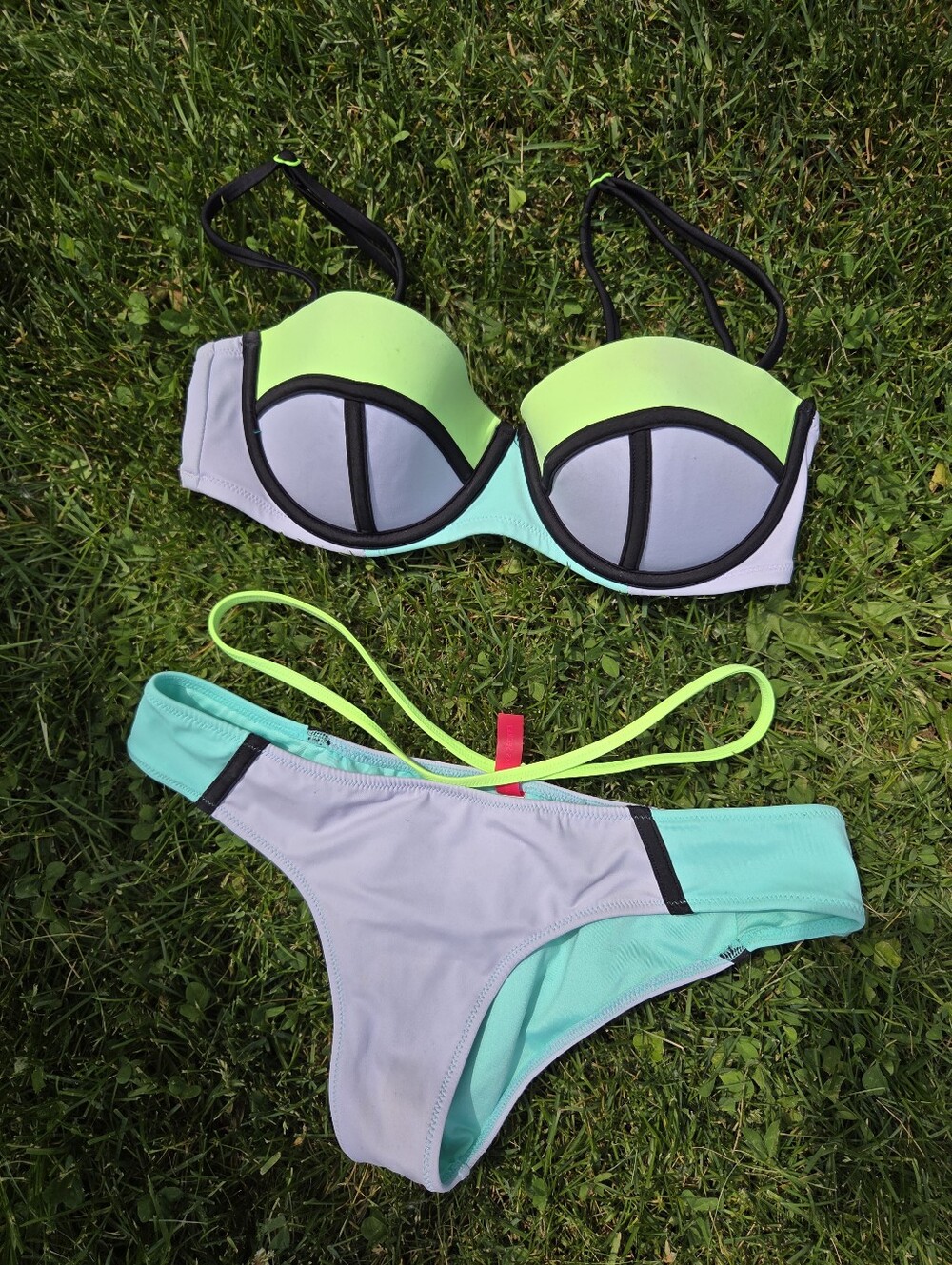 Victorias Secret Pink Neon Two Piece Swimsuit Bikini Size S 34c